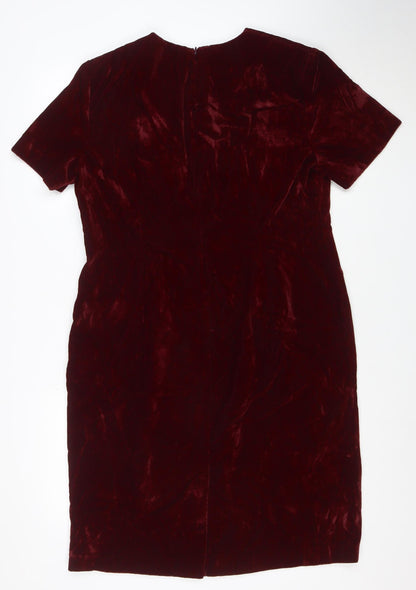 Leslie Fay Petite Women’s Red Velvet Sheath Knee Dress Size 10