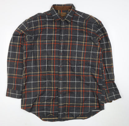 St. John’s Bay Men’s Grey Plaid Cotton Flannel Shirt XL Tall