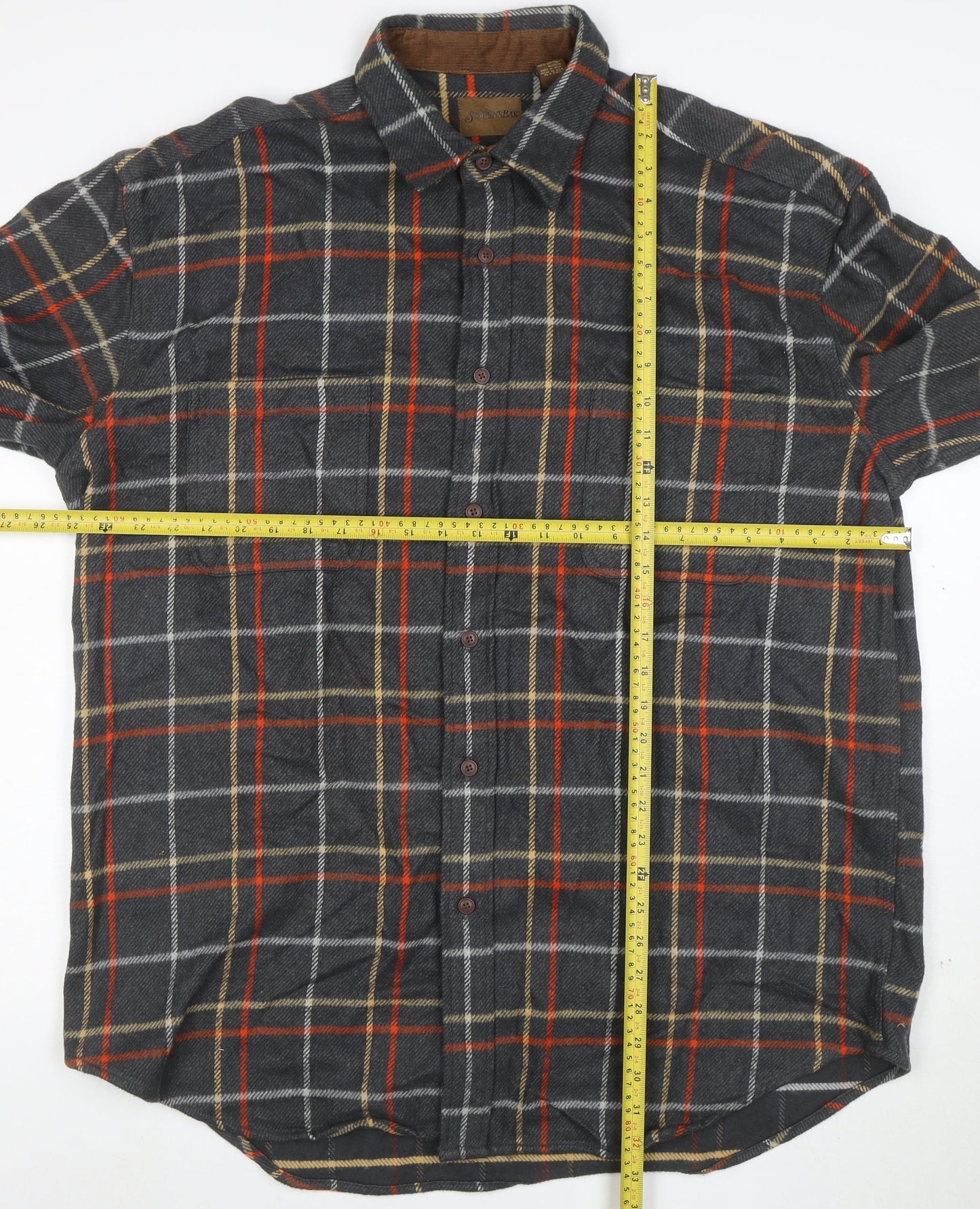 St. John’s Bay Men’s Grey Plaid Cotton Flannel Shirt XL Tall