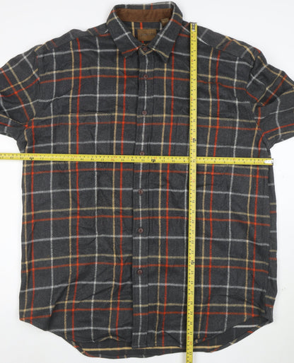 St. John’s Bay Men’s Grey Plaid Cotton Flannel Shirt XL Tall