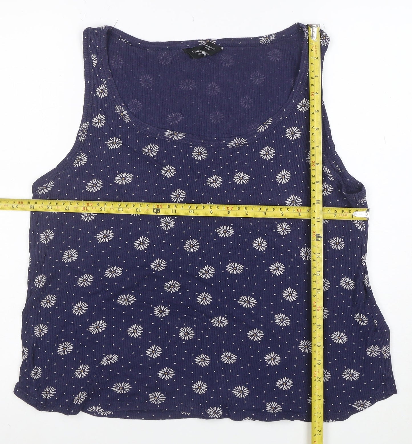 Dorothy Perkins Women's Blue Floral Cotton Tank Top Size 16