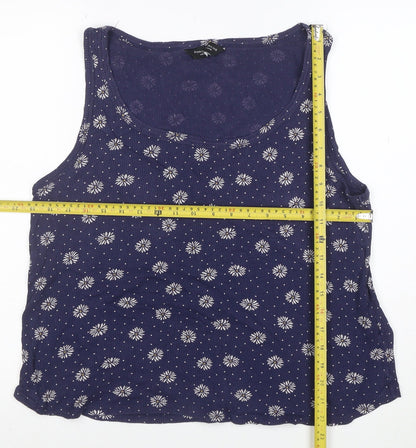 Dorothy Perkins Women's Blue Floral Cotton Tank Top Size 16
