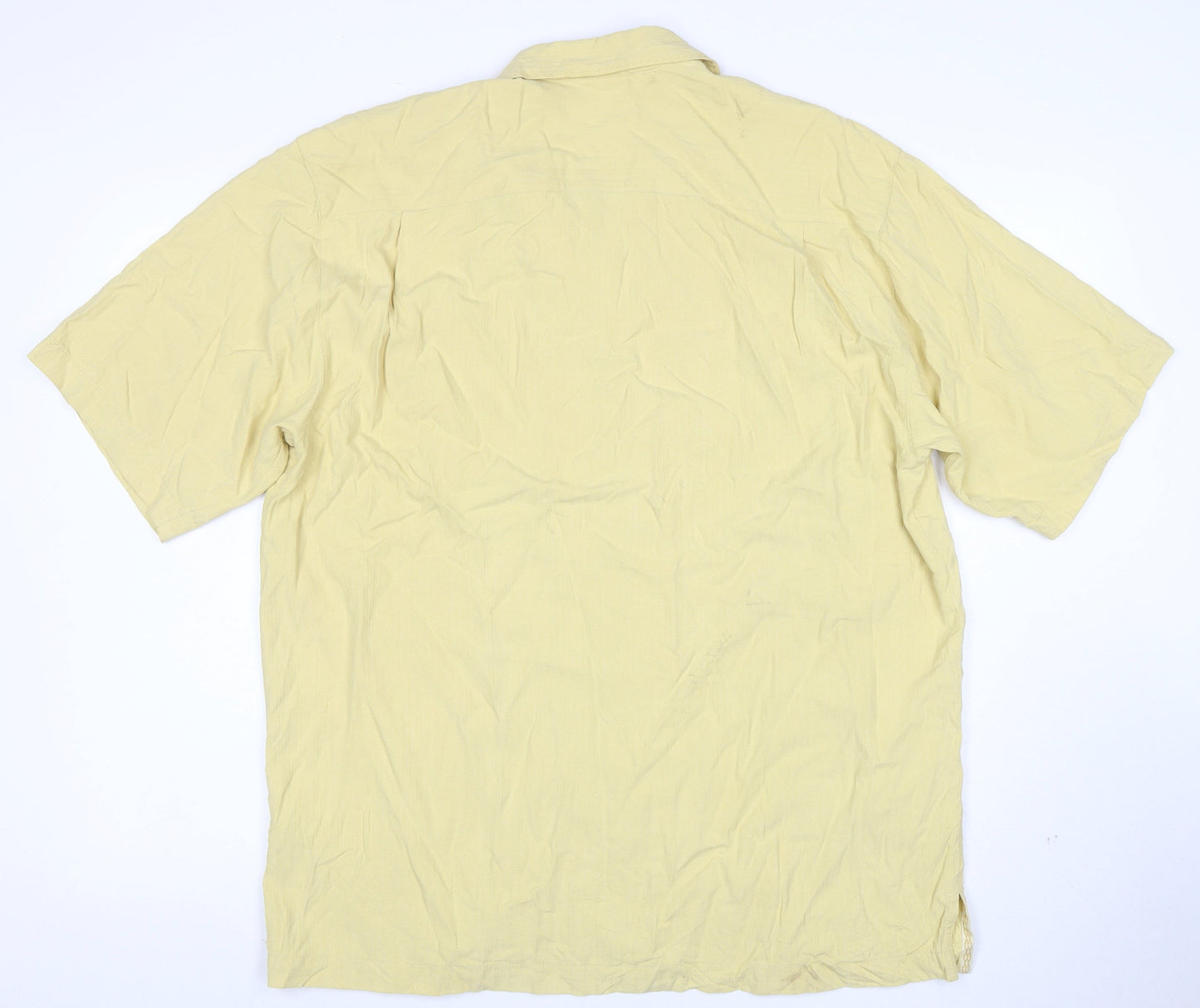 Tommy Bahama Men's Beige Silk Hawaiian Floral Short Sleeve Shirt L