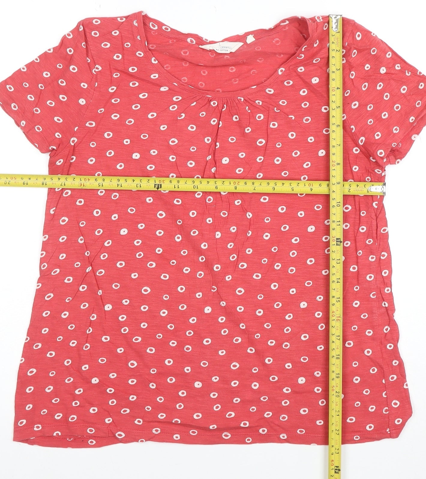 Seasalt Cornwall Women's Red Polka Dot Organic Cotton T-Shirt Size 12