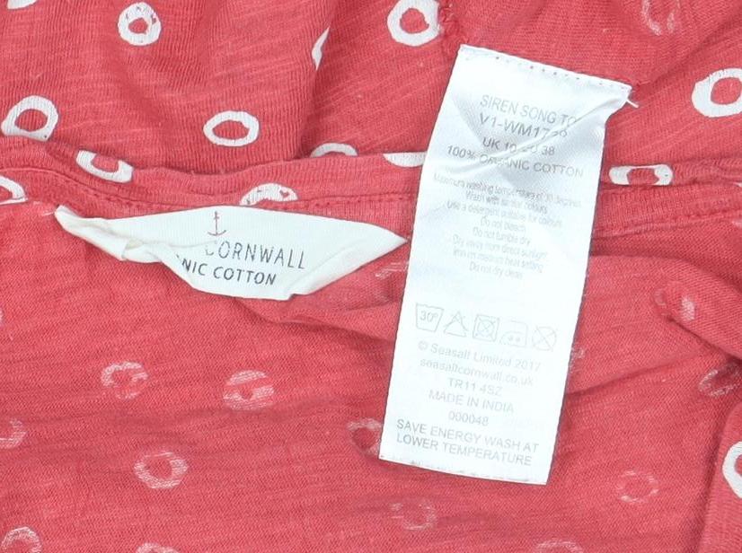 Seasalt Cornwall Women's Red Polka Dot Organic Cotton T-Shirt Size 12