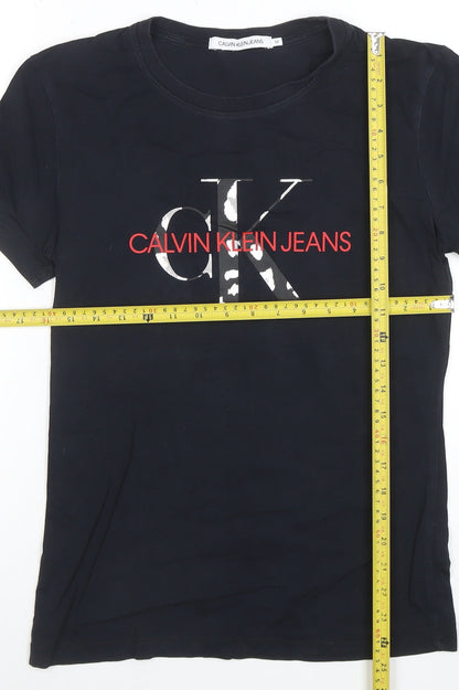 Calvin Klein Jeans Women's Black Cotton Logo T-Shirt Size M