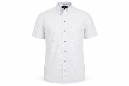 Jeff Banks Men's White Geometric Short Sleeve Button-Up Shirt M