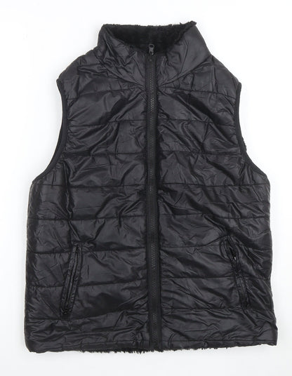 Cisono Women Black L Puffer Quilted Waistcoat Polyester Zip