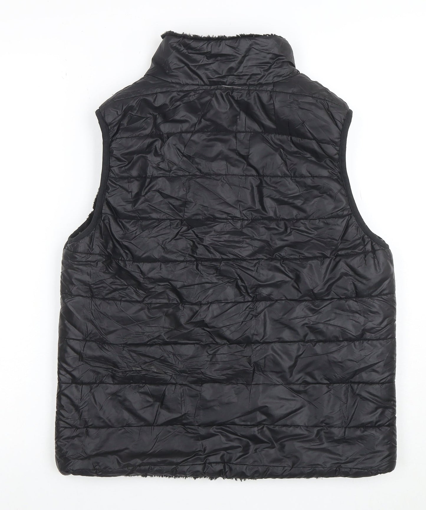 Cisono Women Black L Puffer Quilted Waistcoat Polyester Zip