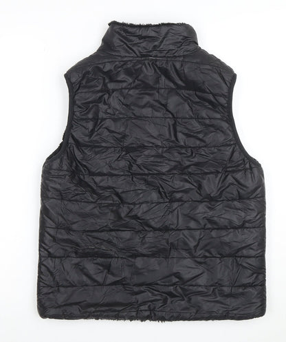 Cisono Women Black L Puffer Quilted Waistcoat Polyester Zip