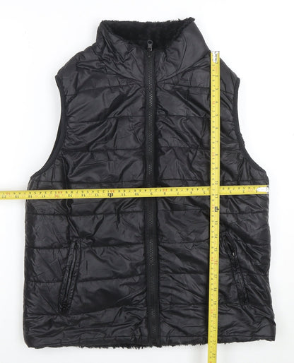 Cisono Women Black L Puffer Quilted Waistcoat Polyester Zip
