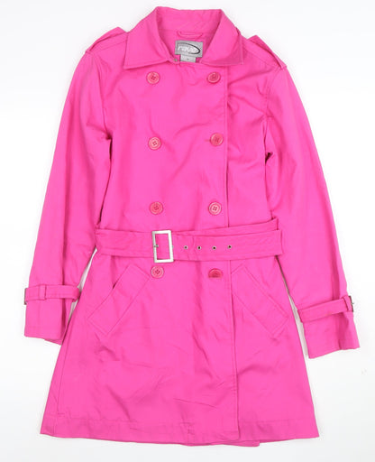 Rave Women’s Pink Cotton Mid-Length Trench Coat M Belted Lined