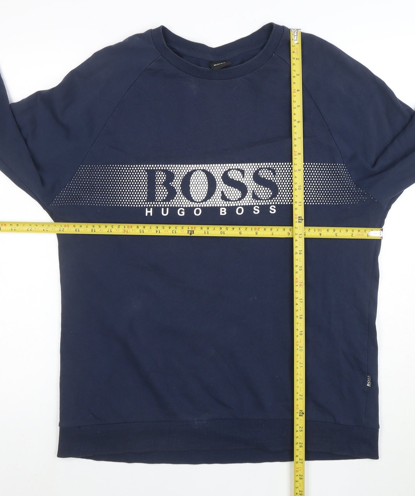 Hugo Boss Men's Blue Logo Cotton Long Sleeve T-Shirt M
