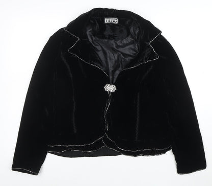 Berek Women Black Velvet Embellished Suit Jacket Size L
