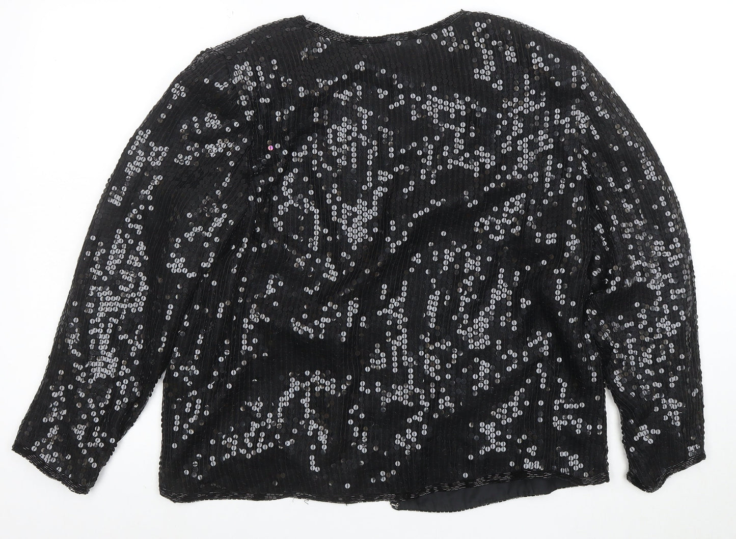 Stenay Women Black Sequin Silk Lined Blazer Size L Party Jacket