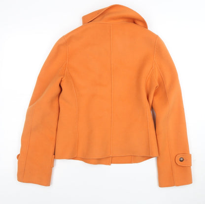 Joseph Women's Orange Wool Cashmere Pea Coat Jacket Size 10
