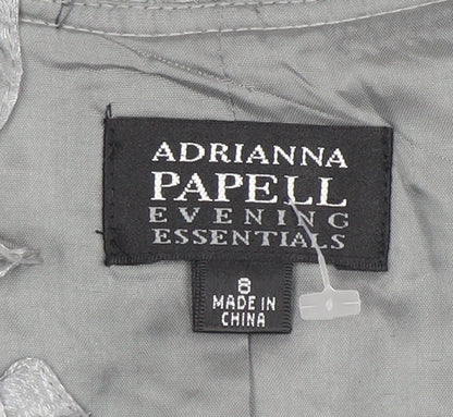 Adrianna Papell Women’s Grey Ruffled Blazer Size 8 Evening Essentials