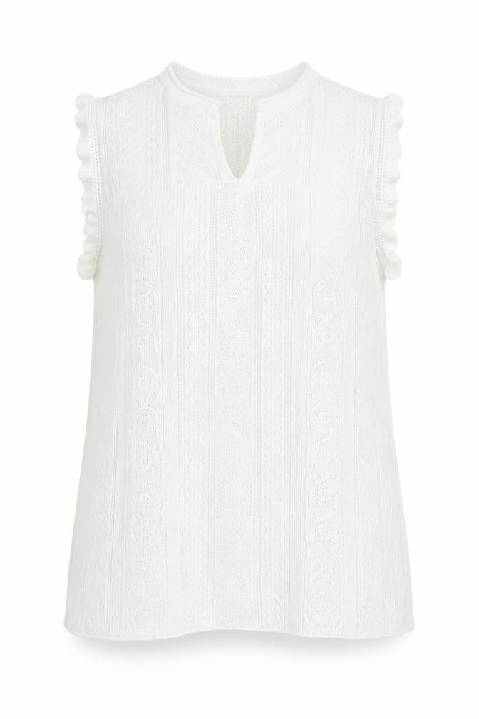 Next Women’s White Sleeveless Knit Ruffle Hem Tunic Blouse Size 16