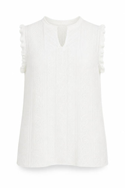Next Women’s White Sleeveless Knit Ruffle Hem Tunic Blouse Size 16