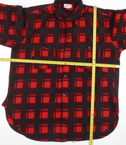 Champion Men's Red Black Flannel Plaid Button-Up Shirt Size 16.5