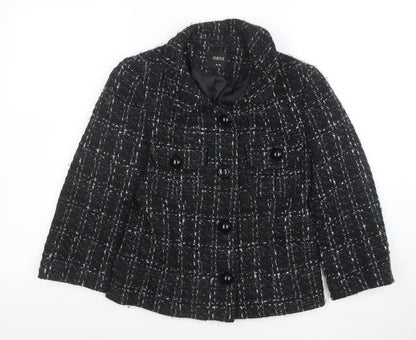 Oasis Women's Black Tweed Button Up Short Jacket Size 10