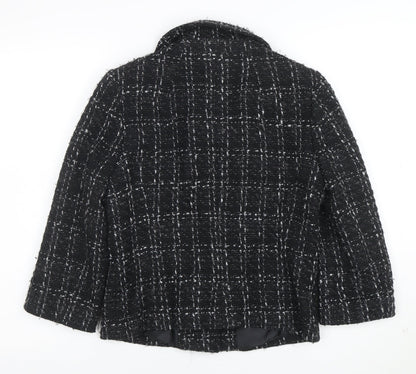 Oasis Women's Black Tweed Button Up Short Jacket Size 10