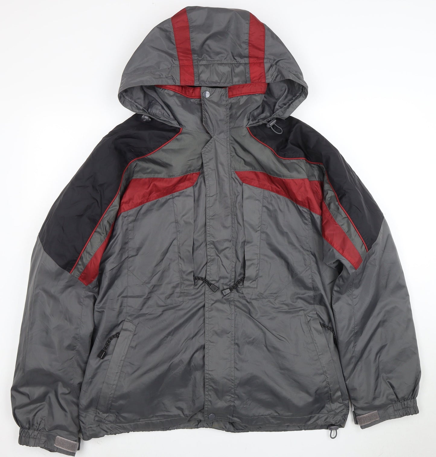 Athletech Men's Grey Hooded Windbreaker Jacket Size M Outdoor Zip Up