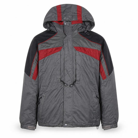 Athletech Men's Grey Hooded Windbreaker Jacket Size M Outdoor Zip Up