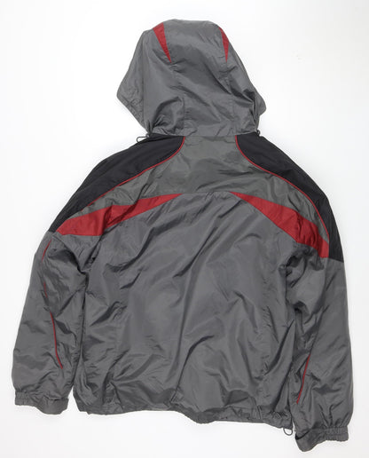 Athletech Men's Grey Hooded Windbreaker Jacket Size M Outdoor Zip Up
