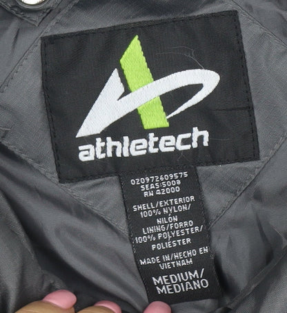 Athletech Men's Grey Hooded Windbreaker Jacket Size M Outdoor Zip Up