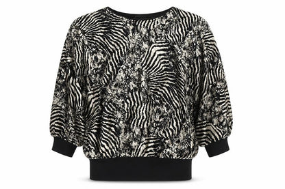 Western Connection Womens Black Animal Print Tunic Blouse S
