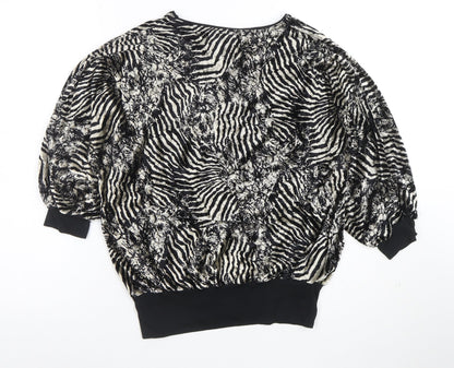Western Connection Womens Black Animal Print Tunic Blouse S