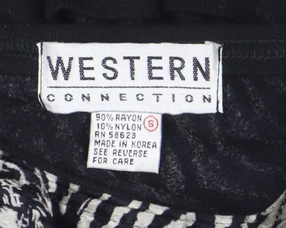 Western Connection Womens Black Animal Print Tunic Blouse S