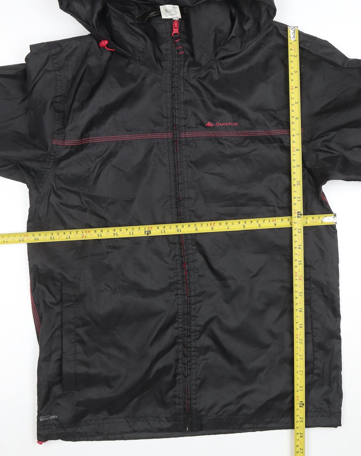 Quechua Womens Black L Windbreaker Jacket Hooded Water Resistant