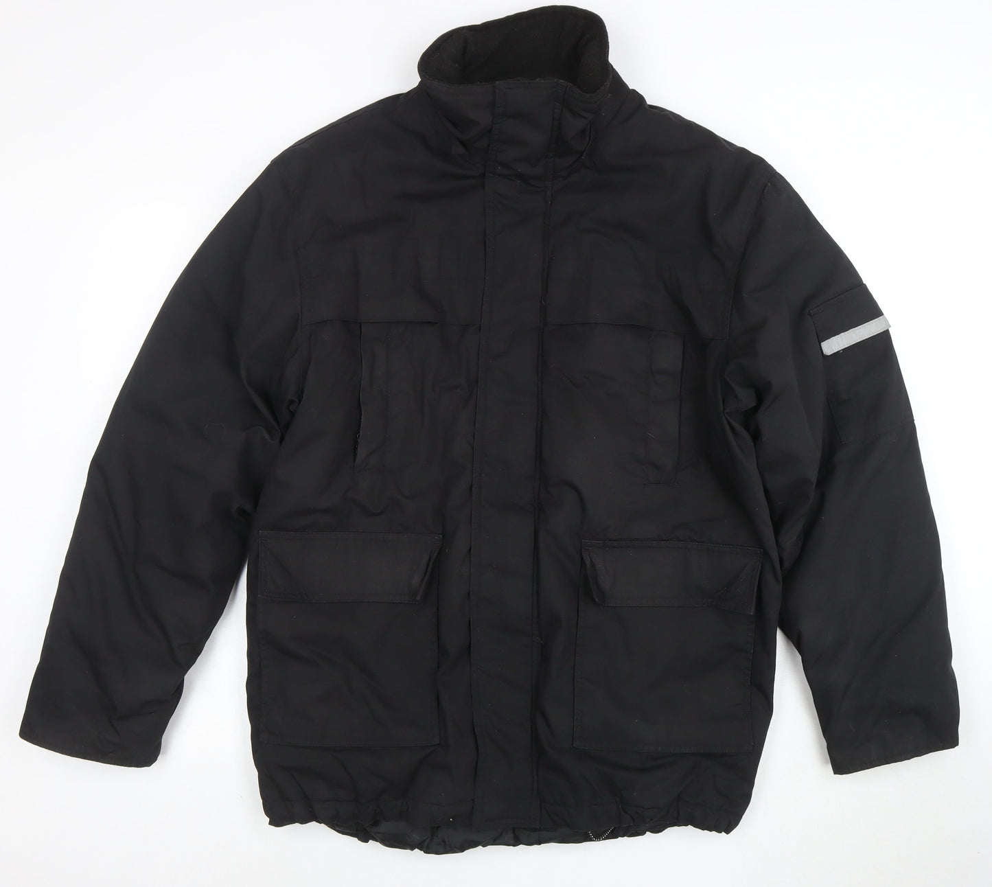 Nicks World Mens Black S Winter Parka Jacket with Reflective Trim