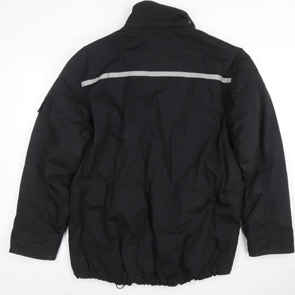 Nicks World Mens Black S Winter Parka Jacket with Reflective Trim