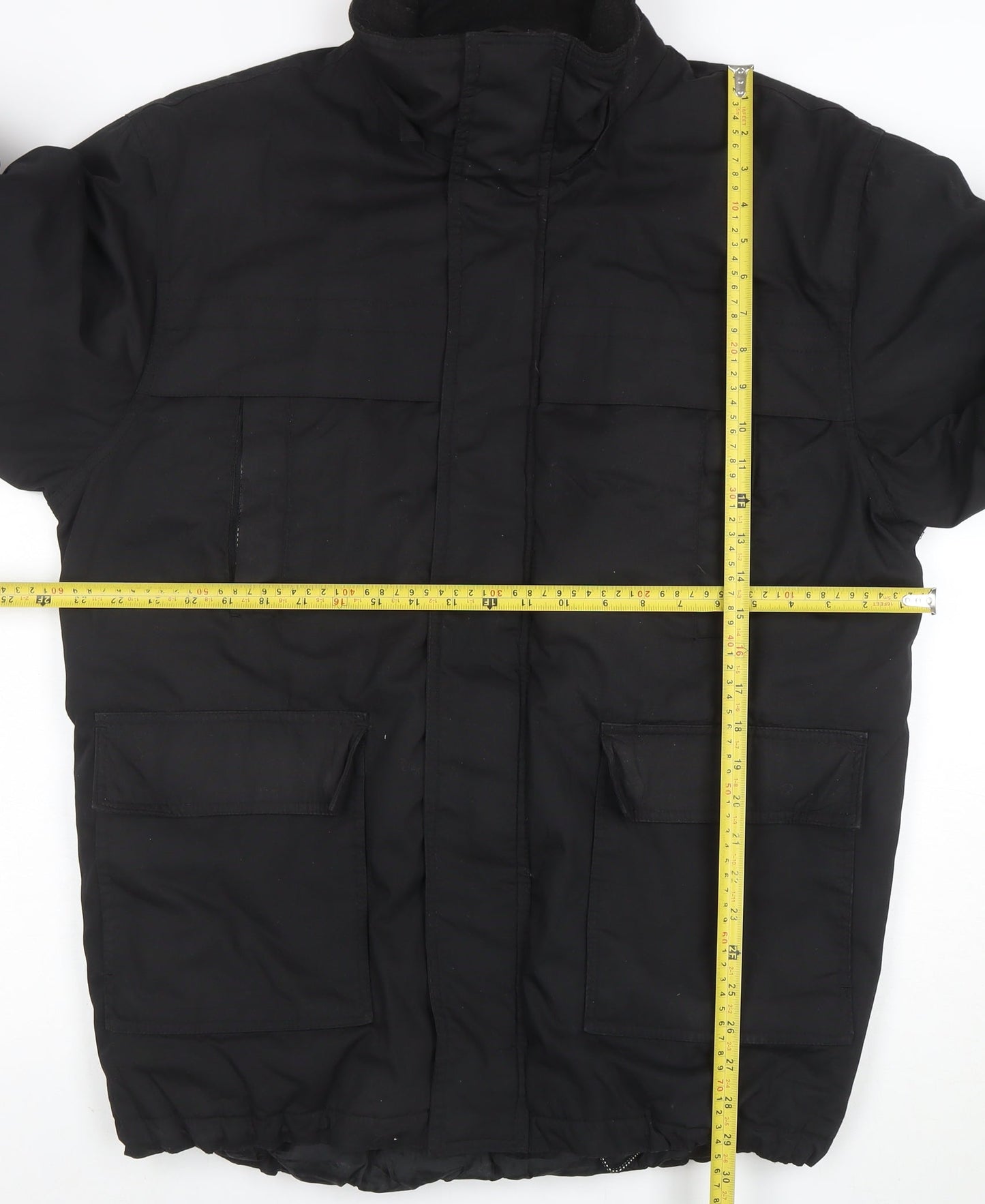 Nicks World Mens Black S Winter Parka Jacket with Reflective Trim