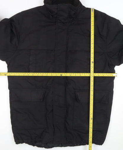 Nicks World Mens Black S Winter Parka Jacket with Reflective Trim