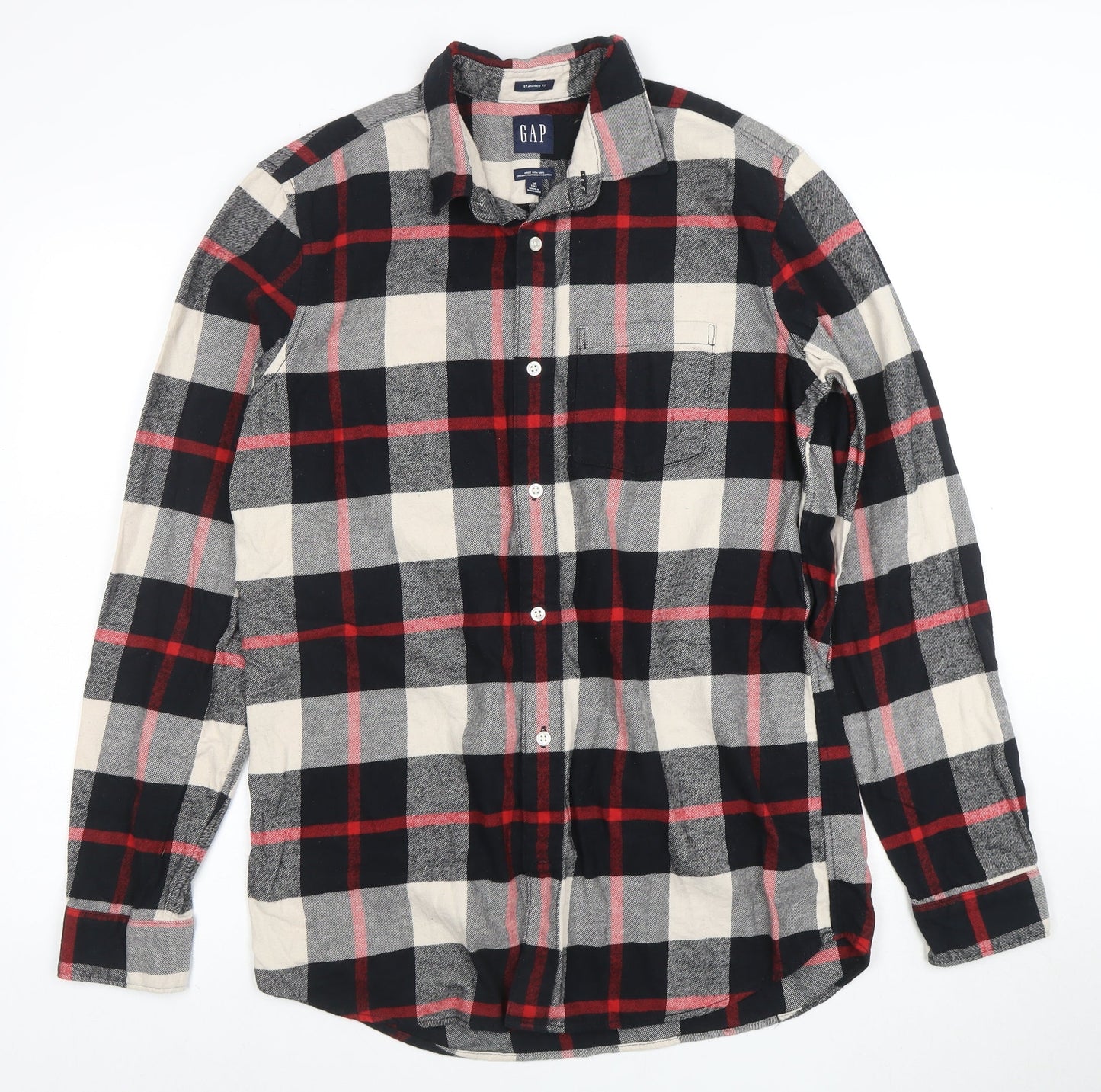 GAP Men's Multicoloured Check Flannel Button-Up Shirt Size M