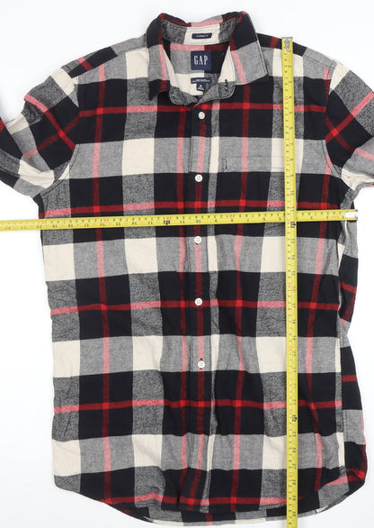 GAP Men's Multicoloured Check Flannel Button-Up Shirt Size M