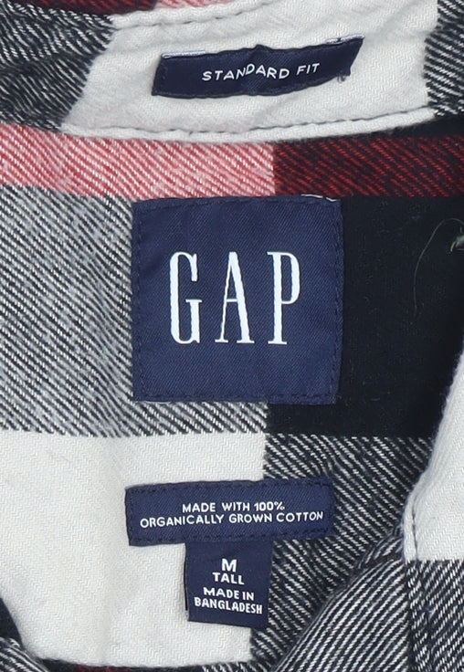 GAP Men's Multicoloured Check Flannel Button-Up Shirt Size M