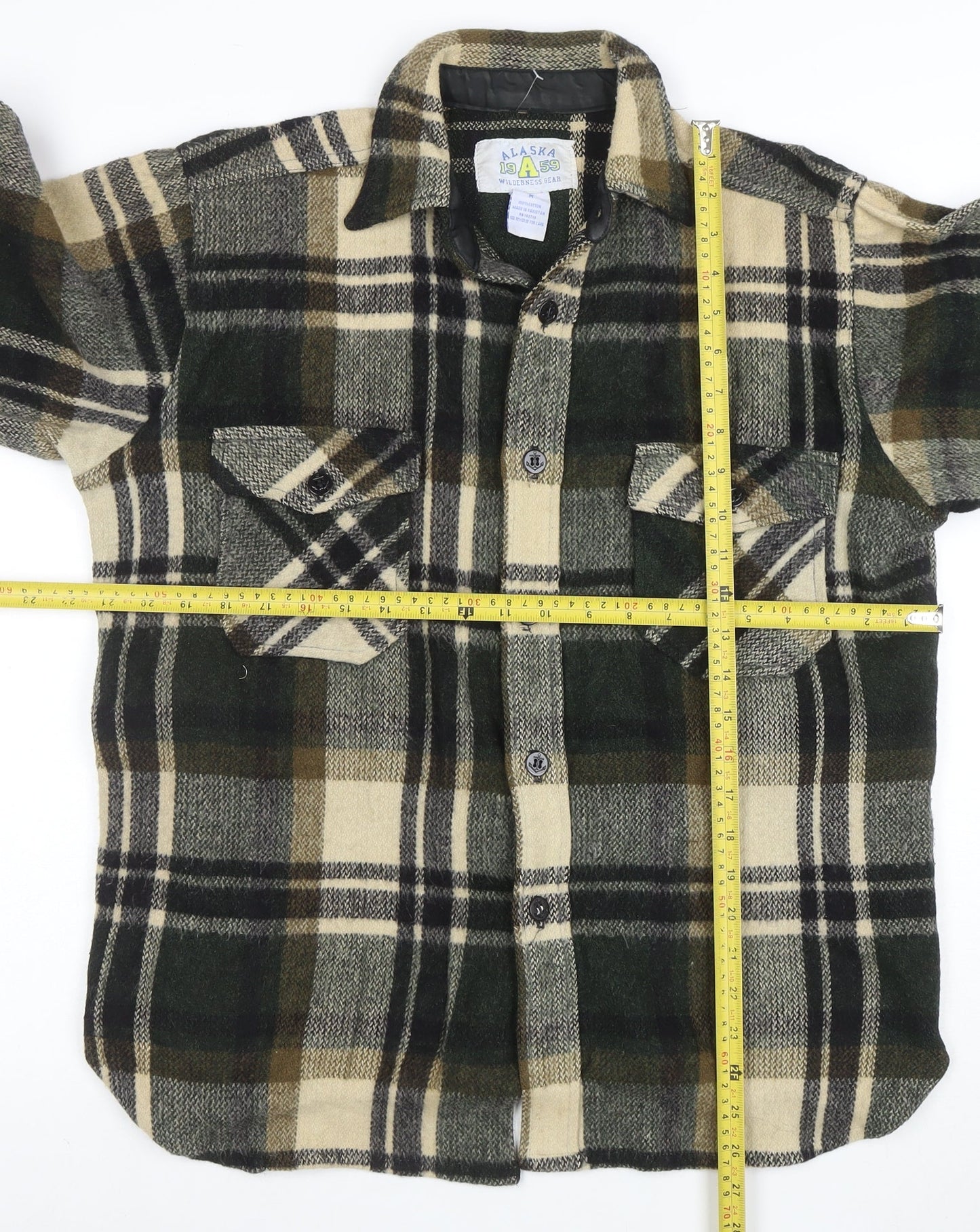 Alaska 1959 Men's Green Check Flannel Button-Up Shirt M