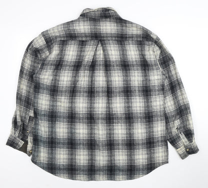 Sierra Pacific Men's Large Black Grey Check Wool Blend Button-Up Shirt