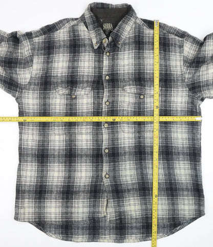 Sierra Pacific Men's Large Black Grey Check Wool Blend Button-Up Shirt