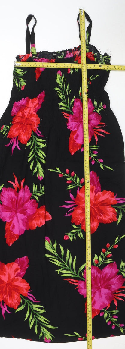 Great Love Women's Black Floral Slip Dress Size L Summer Holiday