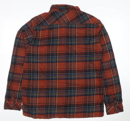 Billabong Men's Brown Plaid Cotton Flannel Long Sleeve Shirt L