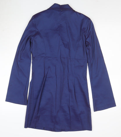 Le Chateau Women's Blue Satin Slim Fit Mid-Length Blazer Size S