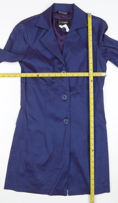 Le Chateau Women's Blue Satin Slim Fit Mid-Length Blazer Size S