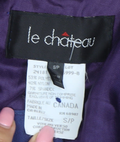 Le Chateau Women's Blue Satin Slim Fit Mid-Length Blazer Size S