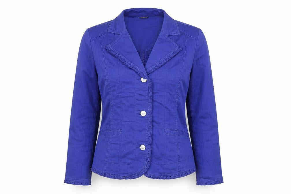 Denver Hayes Women's Blue Cotton Stretch Blazer Jacket L